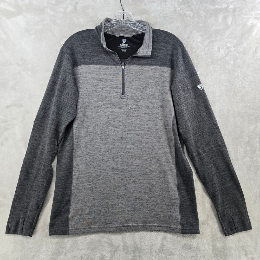 Kuhl Quarter Zip Pullover Mens Medium Gray Performance Sweater Hiking Camping‎